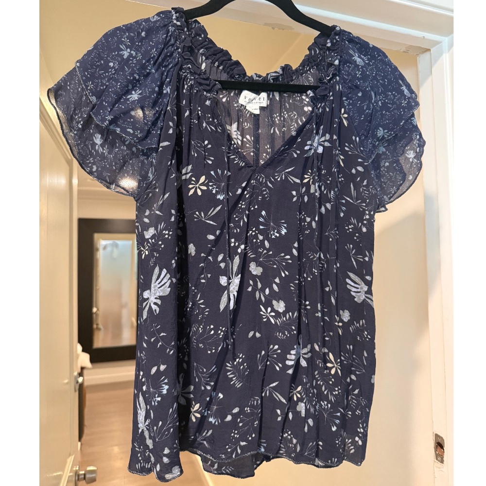 Velvet by Graham & Spencer Floral Blouse – Navy